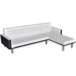 Vidaxl canap - lit d'angle cuir synthtique blanc