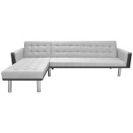 Vidaxl canap - lit d'angle tissu 218 x 155 x 69 cm noir et gris