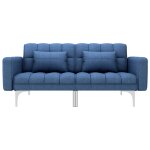 Vidaxl canap - lit bleu tissu