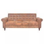 Vidaxl canap - lit convertible avec accoudoir daim synthtique marron