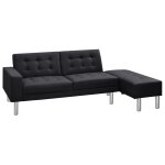 Vidaxl canap - lit cuir artificiel noir