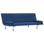 Vidaxl canap� - lit avec deux oreillers bleu polyester