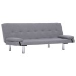 Vidaxl canap - lit avec deux oreillers gris clair polyester