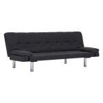 Vidaxl canap - lit avec deux oreillers gris fonc polyester