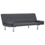 Vidaxl canap - lit avec deux oreillers gris similicuir