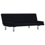 Vidaxl canap - lit avec deux oreillers noir polyester