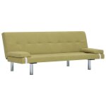 Vidaxl canap - lit avec deux oreillers vert polyester