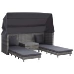 Vidaxl canapé - lit extensible 3 places avec toit résine tressée gris Vidaxl canapé - lit extensible 3 places avec toit résine tressée gris