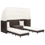 Vidaxl canapé - lit extensible 3 places avec toit résine tressée marron Vidaxl canapé - lit extensible 3 places avec toit résine tressée marron