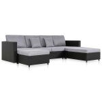 Vidaxl canapé - lit extensible à 4 places similicuir noir Vidaxl canapé - lit extensible à 4 places similicuir noir