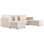Vidaxl canapé - lit extensible à 4 places tissu crème Vidaxl canapé - lit extensible à 4 places tissu crème