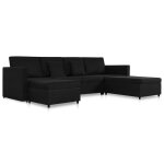 Vidaxl canapé - lit extensible à 4 places tissu noir Vidaxl canapé - lit extensible à 4 places tissu noir