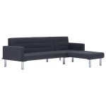 Vidaxl canap - lit en forme de l gris fonc polyester