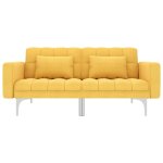 Vidaxl canap - lit jaune tissu