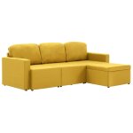 Vidaxl canapé - lit modulaire 3 places jaune tissu Vidaxl canapé - lit modulaire 3 places jaune tissu