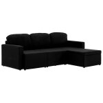 Vidaxl canapé - lit modulaire 3 places noir tissu Vidaxl canapé - lit modulaire 3 places noir tissu