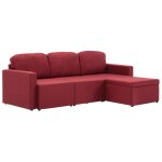 Vidaxl canapé - lit modulaire 3 places rouge bordeaux tissu Vidaxl canapé - lit modulaire 3 places rouge bordeaux tissu