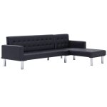 Vidaxl canap - lit en l noir similicuir