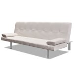 Vidaxl canapé - lit réglable avec 2 oreillers cuir synthétique blanc crème Vidaxl canapé - lit réglable avec 2 oreillers cuir synthétique blanc crème