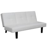 Vidaxl canap - lit avec table droulante en cuir artificiel blanc