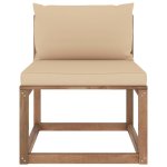 Vidaxl canap de milieu palette de jardin avec coussins beige