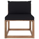 Vidaxl canap de milieu palette de jardin avec coussins noir