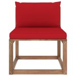 Vidaxl canap de milieu palette de jardin avec coussins rouge