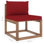 Vidaxl canap de milieu palette de jardin avec coussins rouge bordeaux