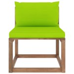 Vidaxl canap de milieu palette de jardin avec coussins vert vif