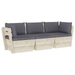 Vidaxl canap palette  3 places de jardin avec coussins bois d'pica
