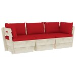 Vidaxl canap palette  3 places de jardin avec coussins bois d'pica