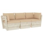 Vidaxl canap palette  3 places de jardin avec coussins bois d'pica