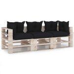 Vidaxl canap palette  3 places de jardin avec coussins bois de pin
