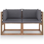Vidaxl canapé palette de jardin 2 places et coussins anthracite pinède Vidaxl canapé palette de jardin 2 places et coussins anthracite pinède