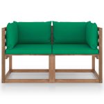 Vidaxl canapé palette de jardin 2 places et coussins vert pinède Vidaxl canapé palette de jardin 2 places et coussins vert pinède