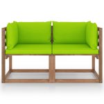 Vidaxl canapé palette de jardin 2 places et coussins vert vif pinède Vidaxl canapé palette de jardin 2 places et coussins vert vif pinède