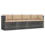 Vidaxl canap palette de jardin 4 places avec coussins bois de pin
