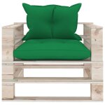 Vidaxl canap� palette de jardin avec coussins vert bois de pin