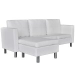 Vidaxl canapé sectionnel à 3 places cuir synthétique blanc Vidaxl canapé sectionnel à 3 places cuir synthétique blanc