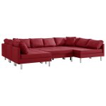 Vidaxl canap� sectionnel tissu rouge bordeaux