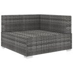 Vidaxl chaise d'angle 1 pc et coussins résine tressée gris Vidaxl chaise d'angle 1 pc et coussins résine tressée gris
