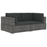 Vidaxl chaises d'angles 2 pcs avec coussins résine tressée gris Vidaxl chaises d'angles 2 pcs avec coussins résine tressée gris