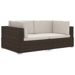 Vidaxl chaises d'angles 2 pcs avec coussins rsine tresse marron