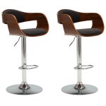 Vidaxl chaises de bar 2 pcs gris bois courb et tissu