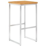Vidaxl chaises de bar 4 pcs bois d'acacia solide et acier inoxydable