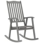 Vidaxl chaise � bascule avec coussins gris bois d'acacia massif