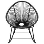 Vidaxl chaise  bascule d'extrieur noir rsine tresse