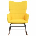 Vidaxl chaise à bascule jaune moutarde tissu Vidaxl chaise à bascule jaune moutarde tissu