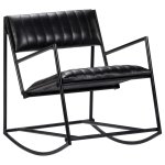 Vidaxl chaise  bascule noir cuir vritable