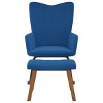 Vidaxl chaise à bascule avec repose - pied bleu velours Vidaxl chaise à bascule avec repose - pied bleu velours